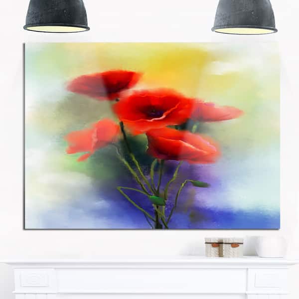 Shop Designart Watercolor Red Poppy Flowers Painting Modern