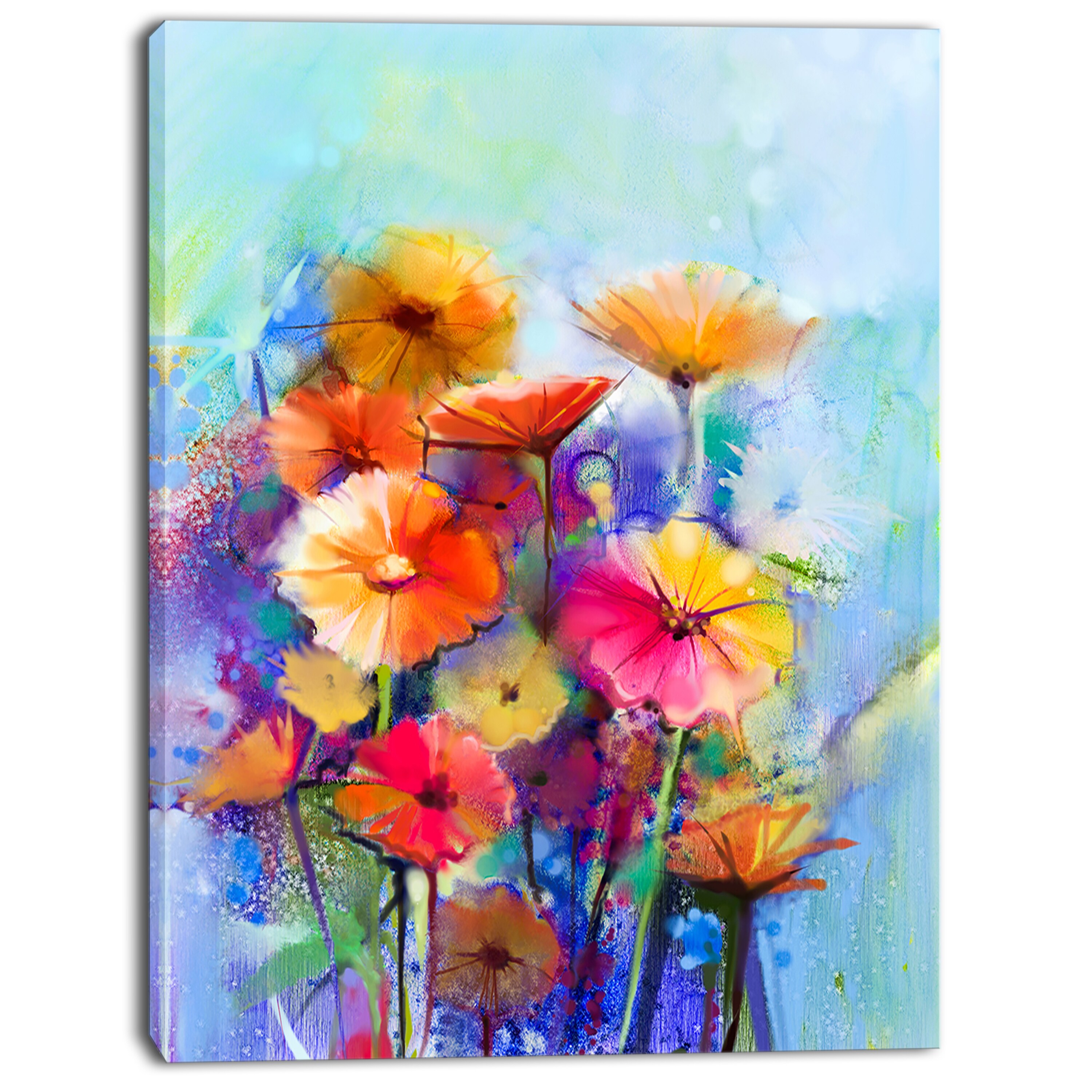 Shop Designart Abstract Floral Watercolor Painting Modern Floral Wall Art Canvas Blue On Sale Overstock 13177382