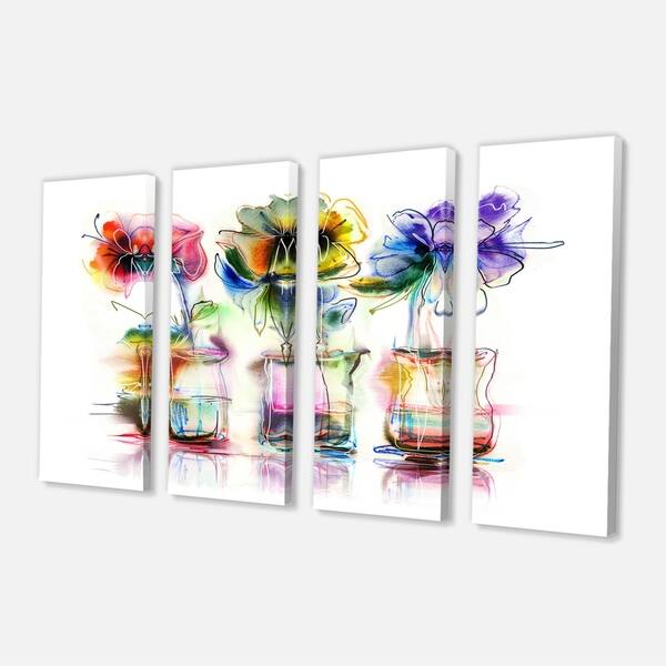 Shop Designart Abstract Flowers In Glass Vases Extra Large