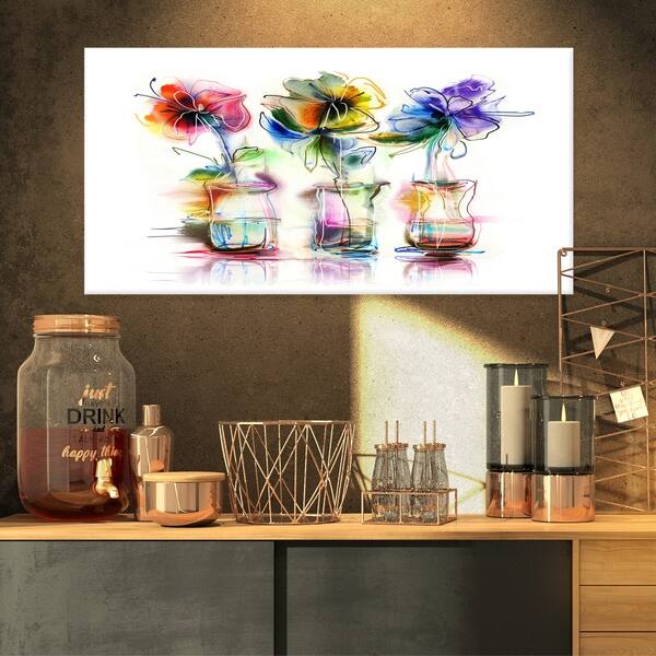 Shop Designart Abstract Flowers In Glass Vases Extra Large