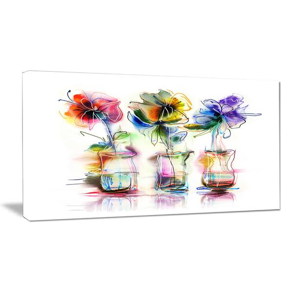Shop Designart Abstract Flowers In Glass Vases Extra Large