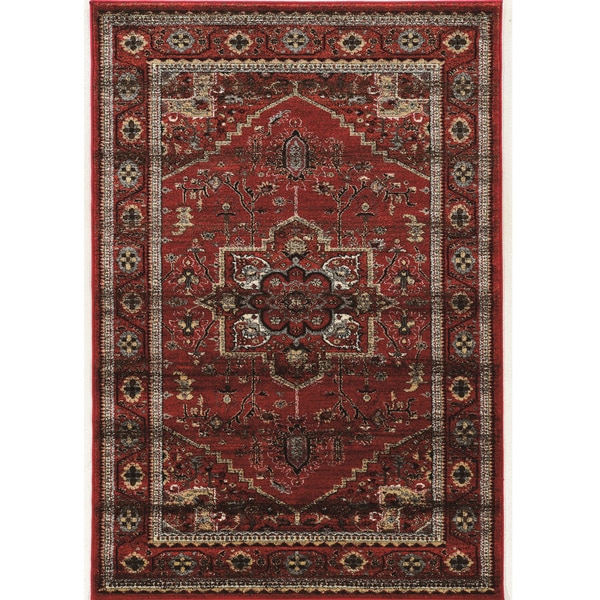PowerLoomed Serape Medallion Red Polyester Rug