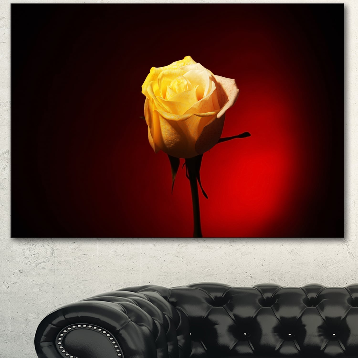 Designart 'Beautiful Yellow Colored Rose' Modern Flower Canvas Wall Artwork Print