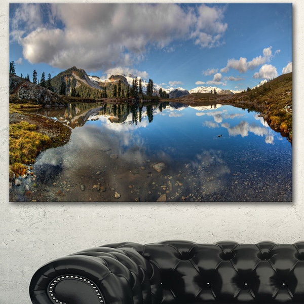 Shop Designart 'Clear Lake with Pine Trees Panorama' Extra ...