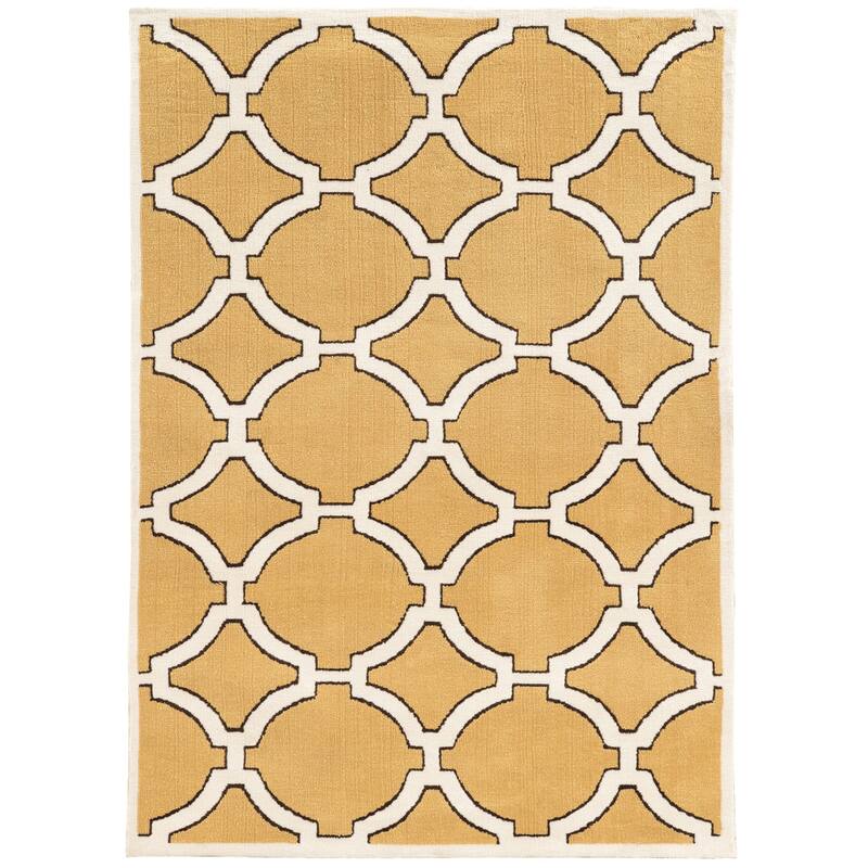 Tufted Geo Gold Polyester Rug