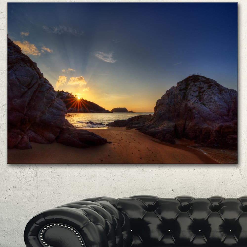 Designart "Hills in Beautiful Mountain Beach" Extra Large Landscape Art