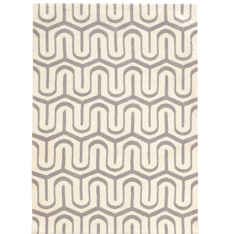 Hand Tufted Geo Collection - 5' x 7' - Ivory/Grey