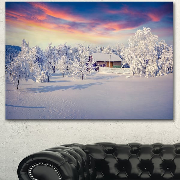 Designart Snowfall Covering Trees and Houses Large Landscape Art Canvas  Print - White - Bed Bath & Beyond - 13177930