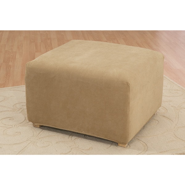 Sure Fit Stretch Pique Oversized Ottoman Slipcover