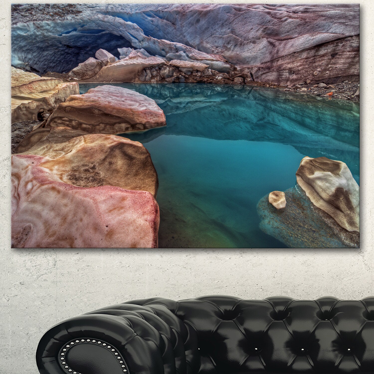 Designart 'Beautiful Turquoise Melt Pool' Landscape Artwork Canvas Print - Blue