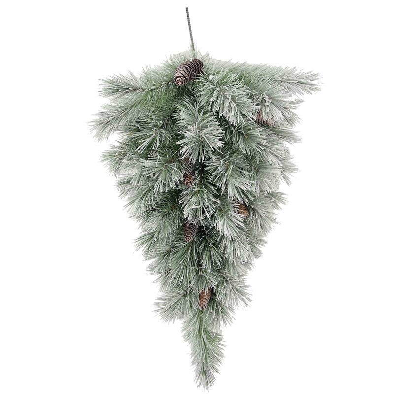 36-inch Christmas Pine Frosted Snow Teardrop Swag with 45 Tips - GXW5950-SNOW