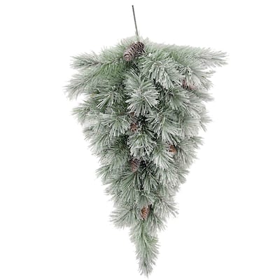 36-inch Christmas Pine Frosted Snow Teardrop Swag with 45 Tips - GXW5950-SNOW