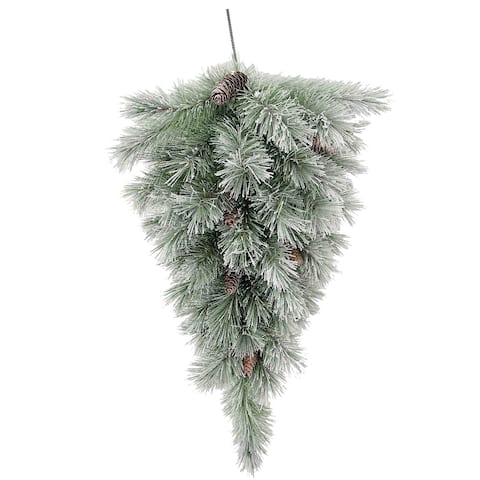 36-inch Christmas Pine Frosted Snow Teardrop Swag with 45 Tips