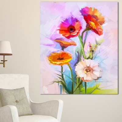 Designart "Bouquet of Red White Flowers" Modern Floral Wall Art Canvas