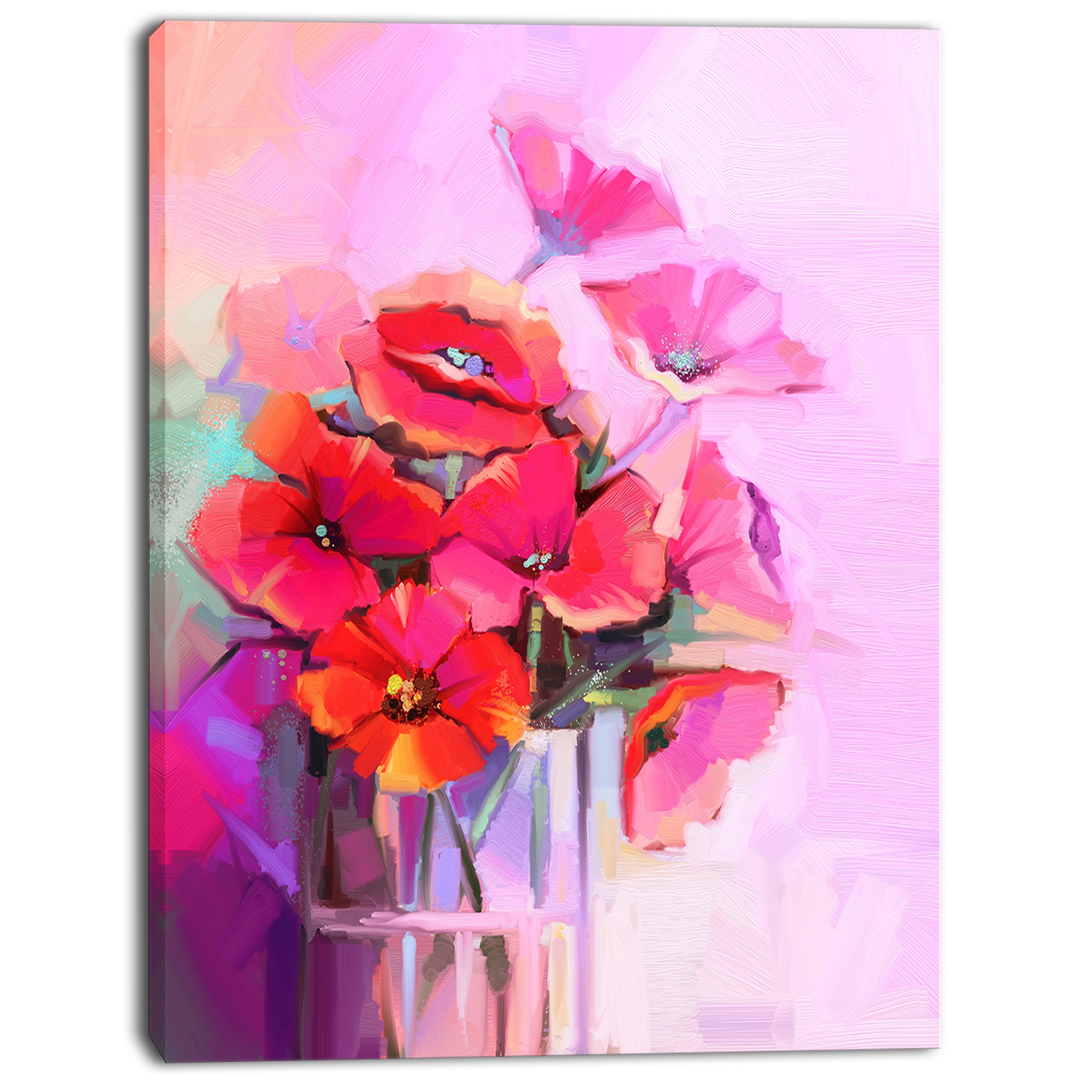 Shop Designart Bouquet Of Poppies In Glass Vase Modern Floral