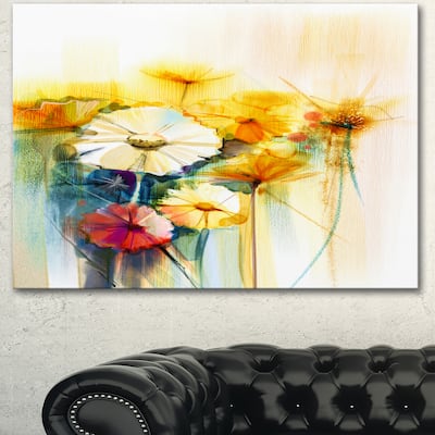 Designart "Bunch of White Yellow Flowers" Modern Floral Wall Art Canvas