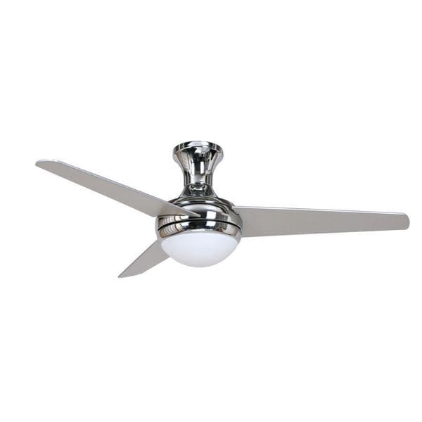 Y Decor Aislee Chrome Ceiling Fan With Frosted Alabaster Light Kit
