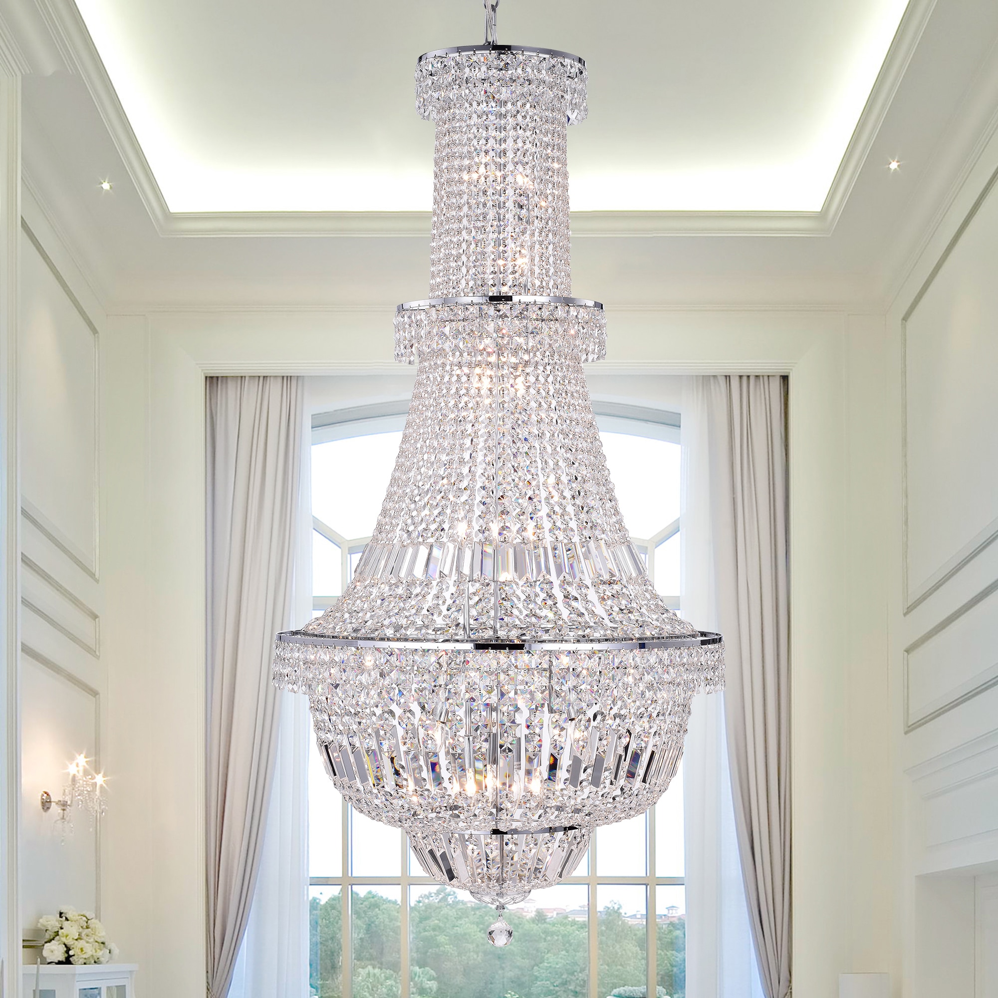 Zainabu 22-light Chrome 28-inch Crystal Chandelier (Zainabu 28-inch Crystal Chandelier) - Chandeliers For Bedrooms by Overstock.com