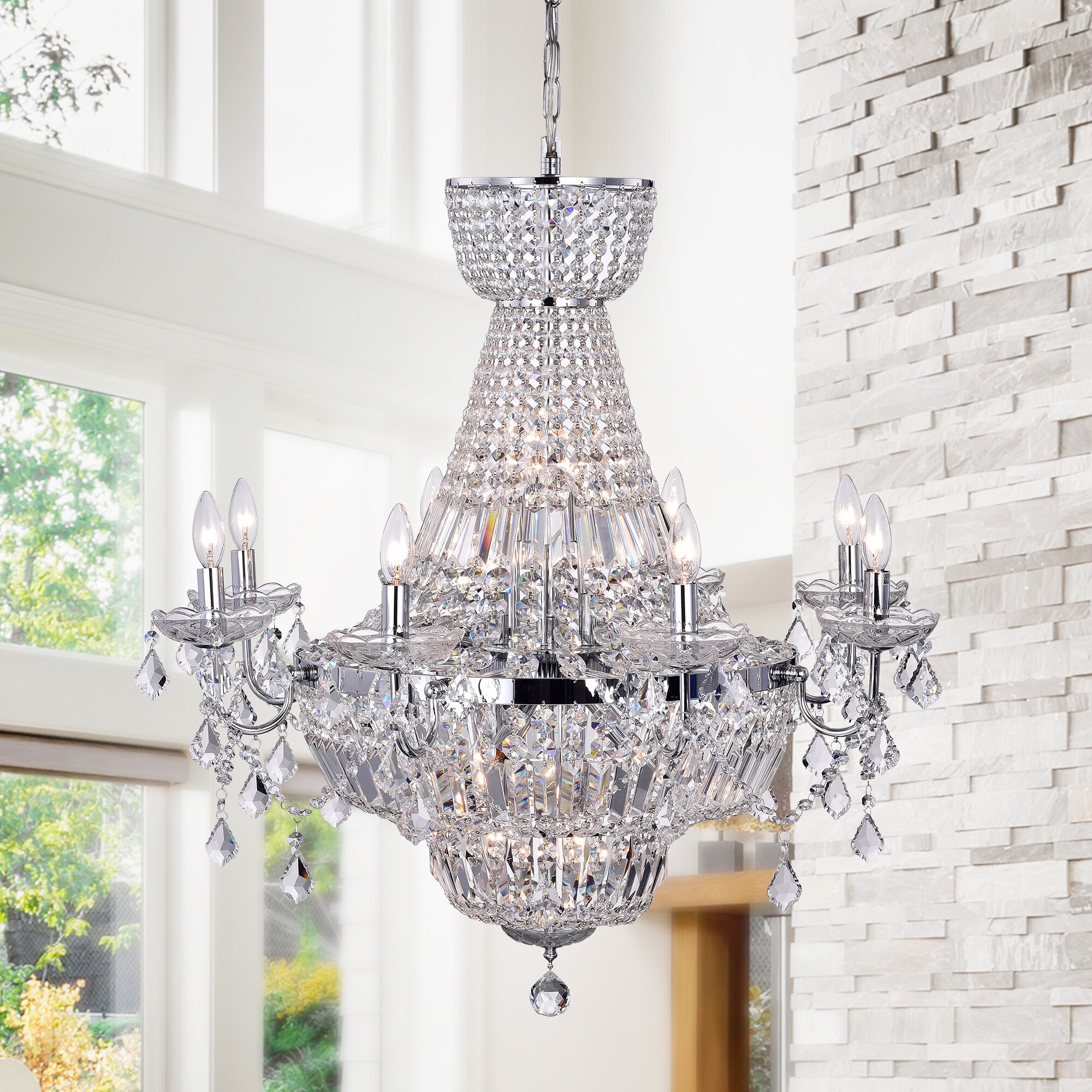 Zafirah 20-light Chrome 30-inch Crystal Chandelier (Zafirah 38-inch Crystal Chandelier) - Chandeliers For Bedrooms by Overstock.com