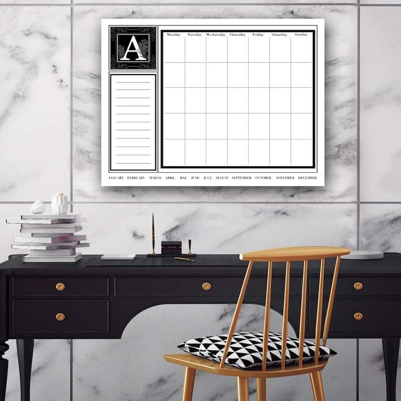 'Monogram' Dry Erase Monthly Calendar on ArtPlexi (16" x 20")