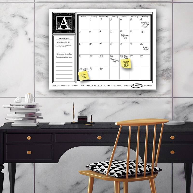 'Monogram' Dry Erase Monthly Calendar on ArtPlexi (30" x 40")