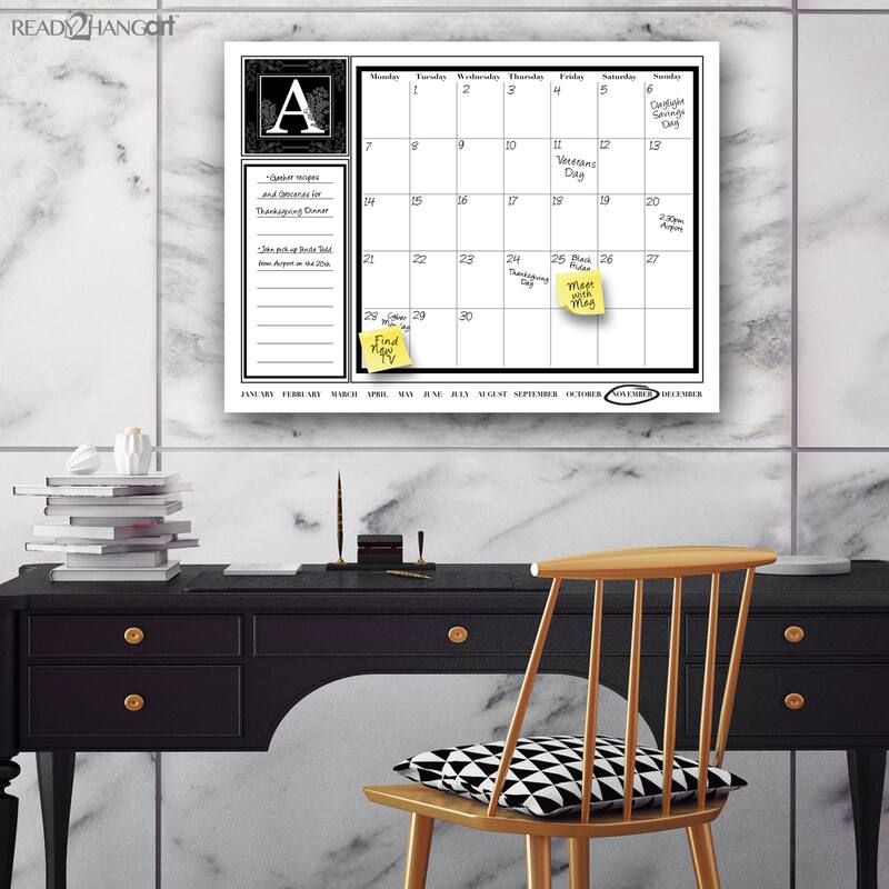 Ready2HangArt Monogram Dry Erase Monthly Calendar on ArtPlexi (12" x 16")