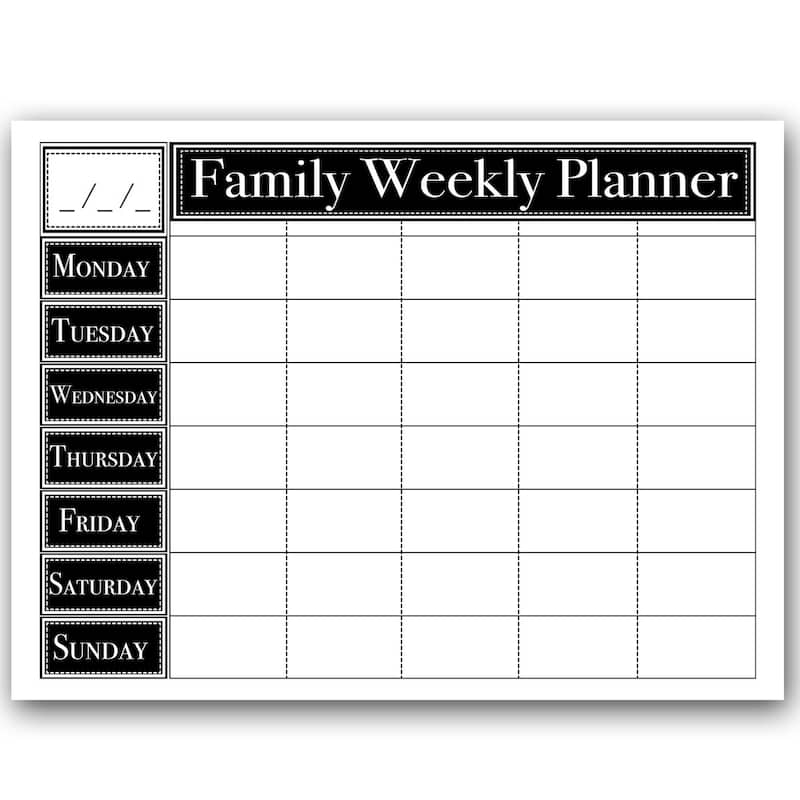 Dry Erase 'Family Weekly' Calendar on ArtPlexi