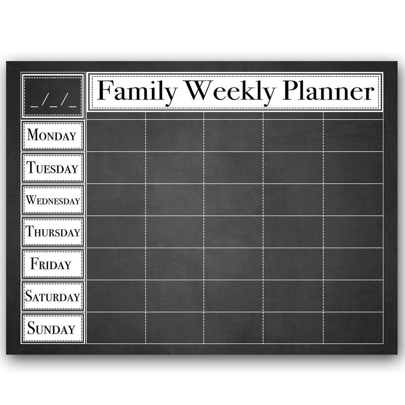 Dry Erase 'Family Weekly' Calendar on ArtPlexi