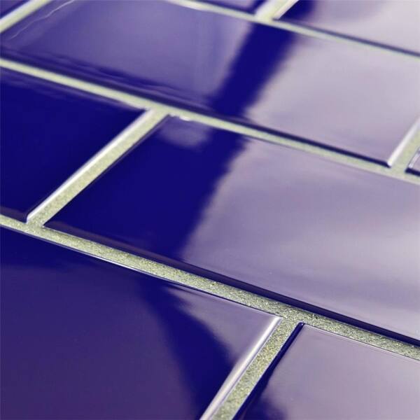 Somertile 3x6 Inch Malda Subway Glossy Royal Blue Ceramic Malda Subway Glossy Royal Blue Ceramic
