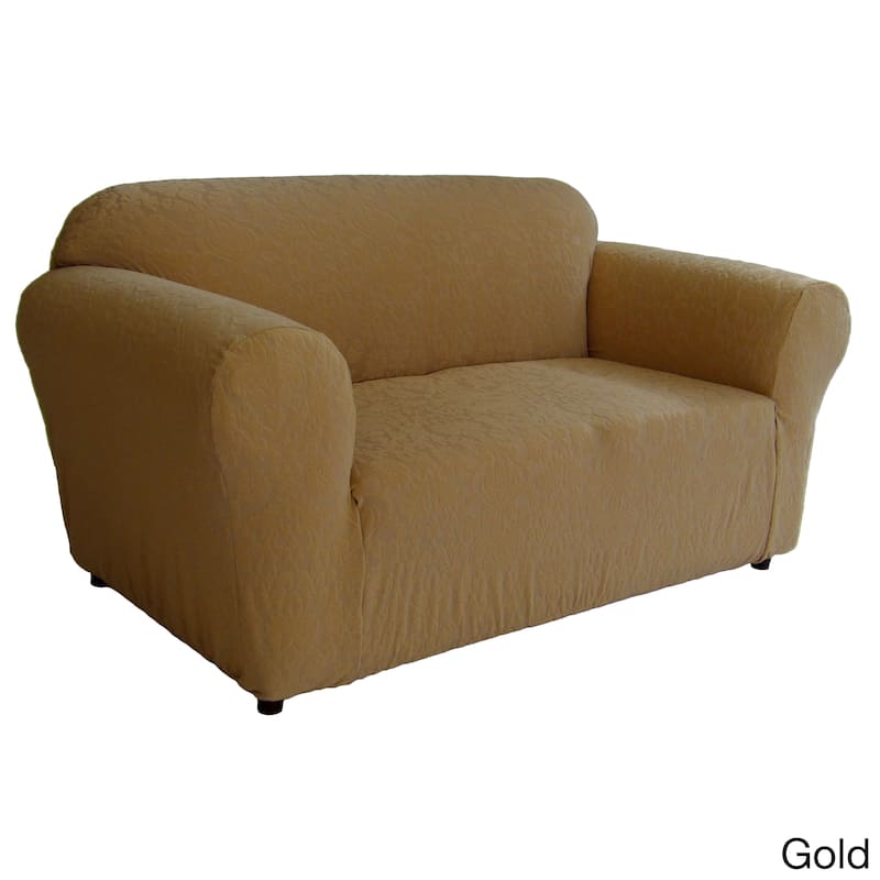 Classic Slipcovers Floral Jacquard 1-piece Stretch Loveseat Slipcover - Gold
