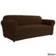 preview thumbnail 1 of 3, Classic Slipcovers Floral Jacquard One-piece Stretch Sofa Slipcover Brown