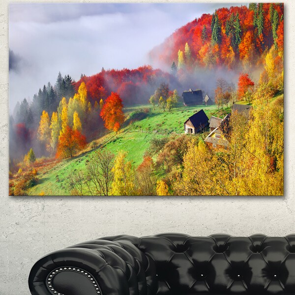 Designart 'Colorful Autumn Landscape in Mountains' Large Landscape Art Canvas Print - Red. Opens flyout.