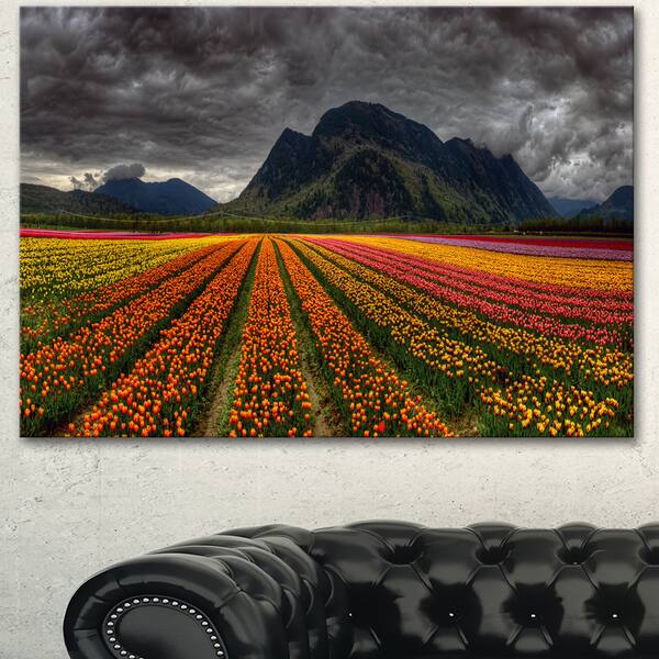 Designart Beautiful Colored Tulips Panorama Landscape Wall Art Print Canvas Orange Overstock 13178750 It gives us a sense of peace, freedom and happiness. design art