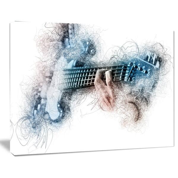 Shop Man Playing A Guitar Watercolor Modern Canvas Wall Art Print