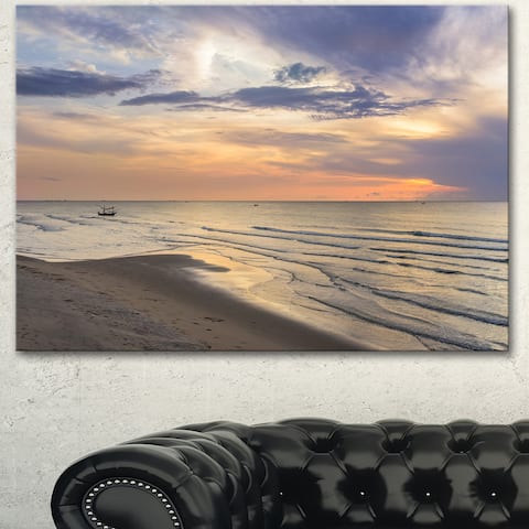Designart 'Calm Sunset in Thailand Beach' Landscape Artwork Canvas Print - Purple