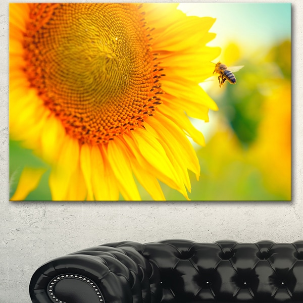 Designart 'Beautiful Sunflowers Blooming' Large Animal Canvas Wall Art Print - Yellow. Opens flyout.