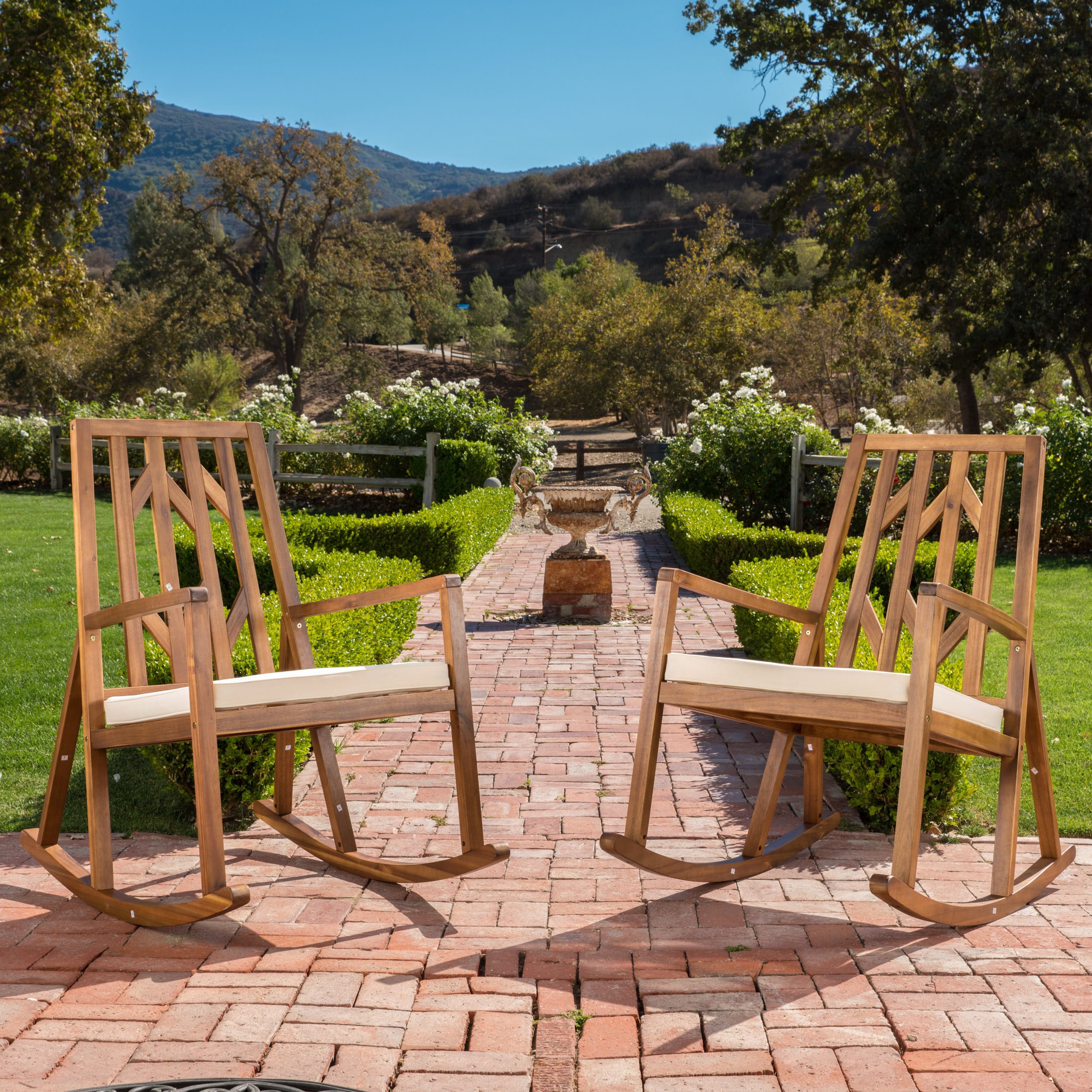 nuna outdoor wood rocking chair w cushion set of 2christopher knight  home