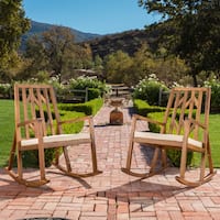 Nuna Outdoor Wood Rocking Chair w/ Cushion (Set of 2) by Christopher Knight Home