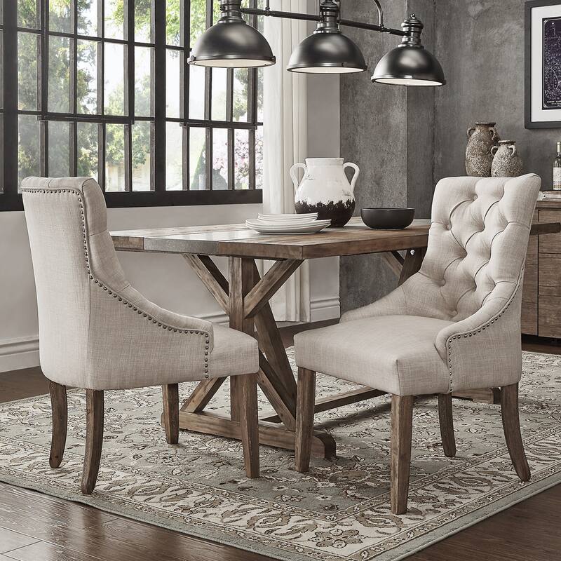 Benchwright Curved Back Hostess Chairs (Set of 2) by iNSPIRE Q Artisan - Beige Linen
