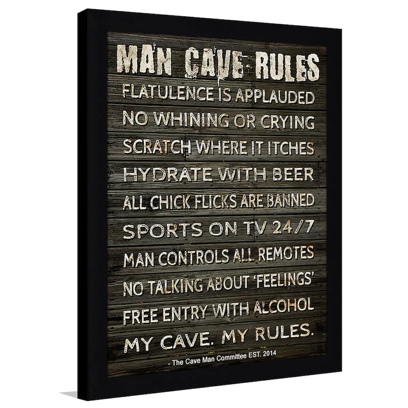 Framed Canvas Art Studio Man Cave Rules I Framed Plexiglass Wall Art 