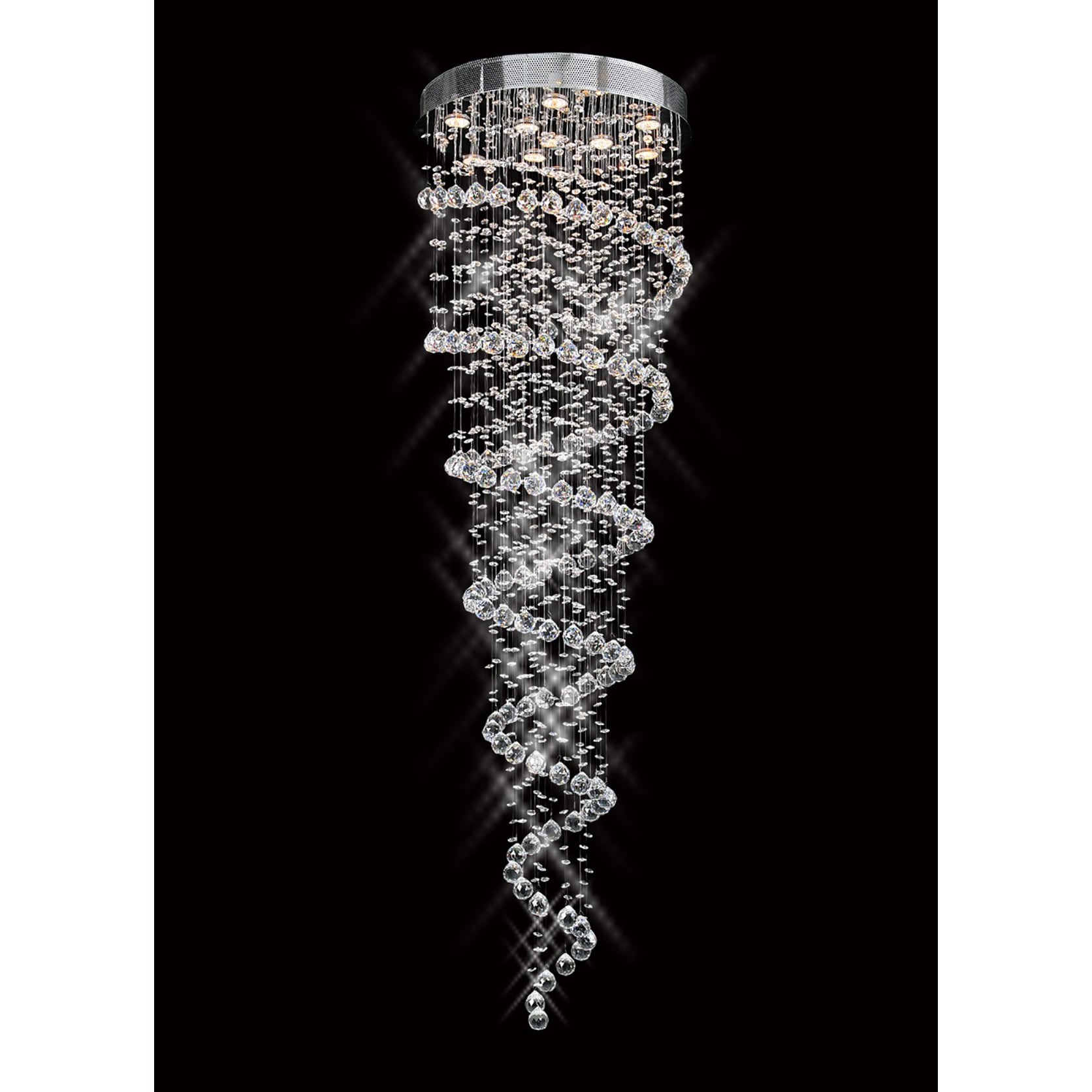 Galaxy Spiral Collection 8007-2472 Crystal Spiral Chandelier - Chrome (Chrome) - Chandeliers For Bedrooms by Overstock.com
