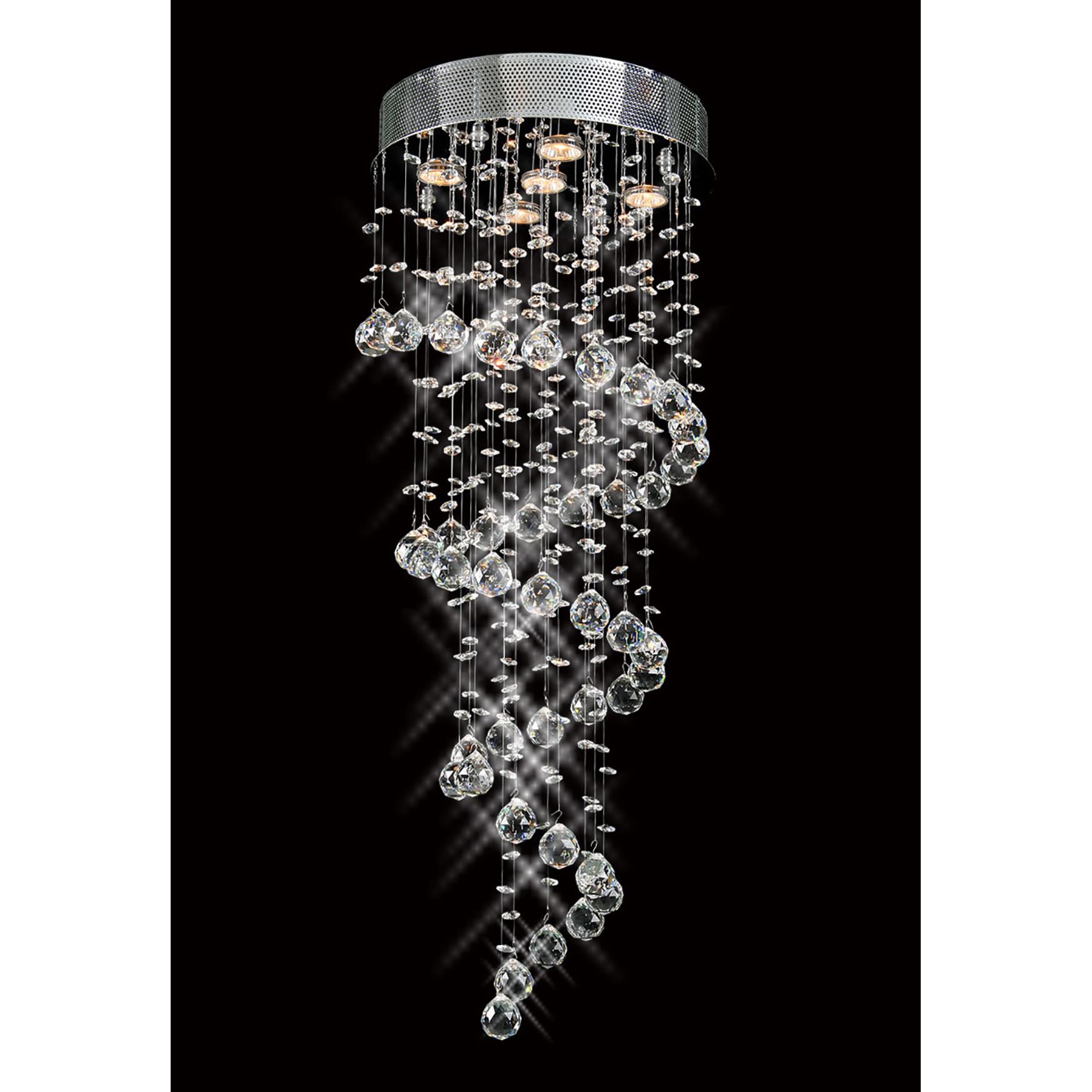 Galaxy Spiral Collection Chrome Steel and Crystal Chandelier (Chrome) - Chandeliers For Bedrooms by Overstock.com