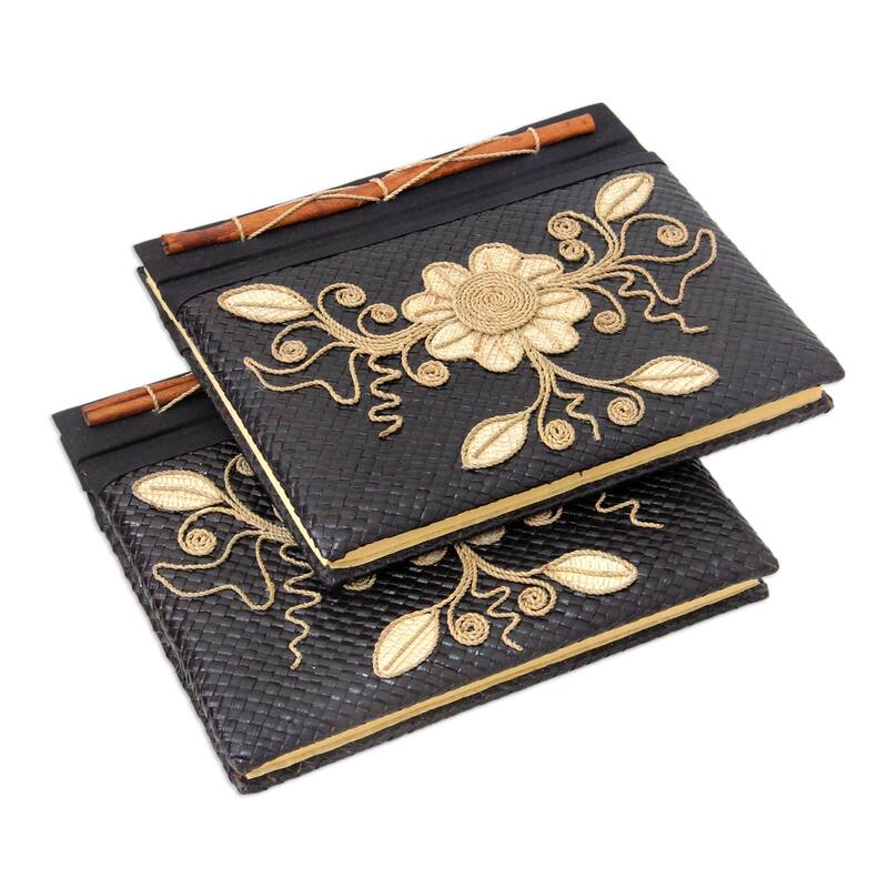 Handmade Set of 2 Floral Pride Pandanus Journals (Indonesia)