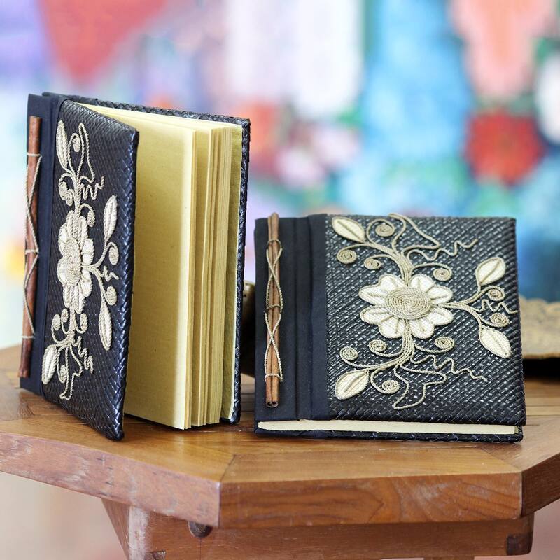 Handmade Set of 2 Floral Pride Pandanus Journals (Indonesia)
