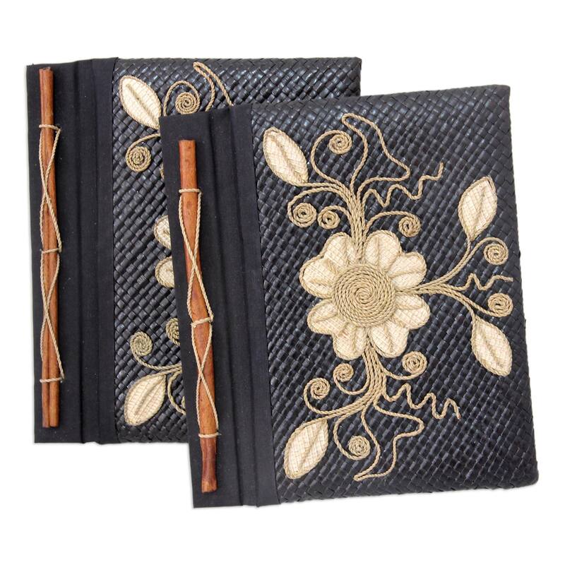 Handmade Set of 2 Floral Pride Pandanus Journals (Indonesia)