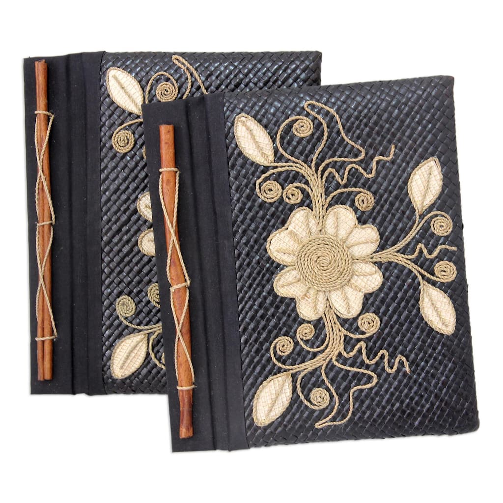 Handmade Set of 2 Floral Pride Pandanus Journals (Indonesia)