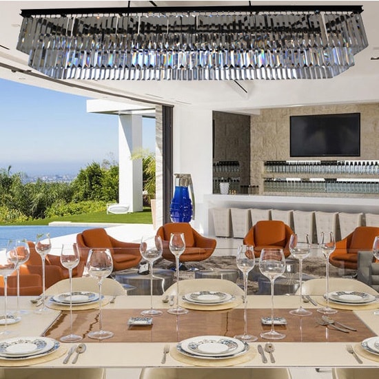 D'Angelo 60-inch Wrought Iron Rectangular Fringe Crystal Chandelier (60-Inch Glass Fringe Rectangular Chandeler) - Chandeliers For Bedrooms by Overstock.com