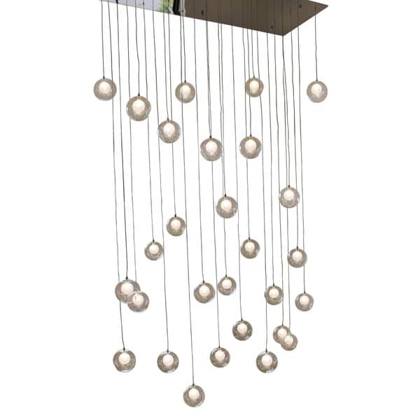 Ara 28-Light Glass Sphere Rectangular LED Chandelier - Bed Bath