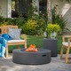 preview thumbnail 15 of 14, Aidan Circular 50K BTU Outdoor Gas Fire Pit Table with Tank Holder by Christopher Knight Home Grey