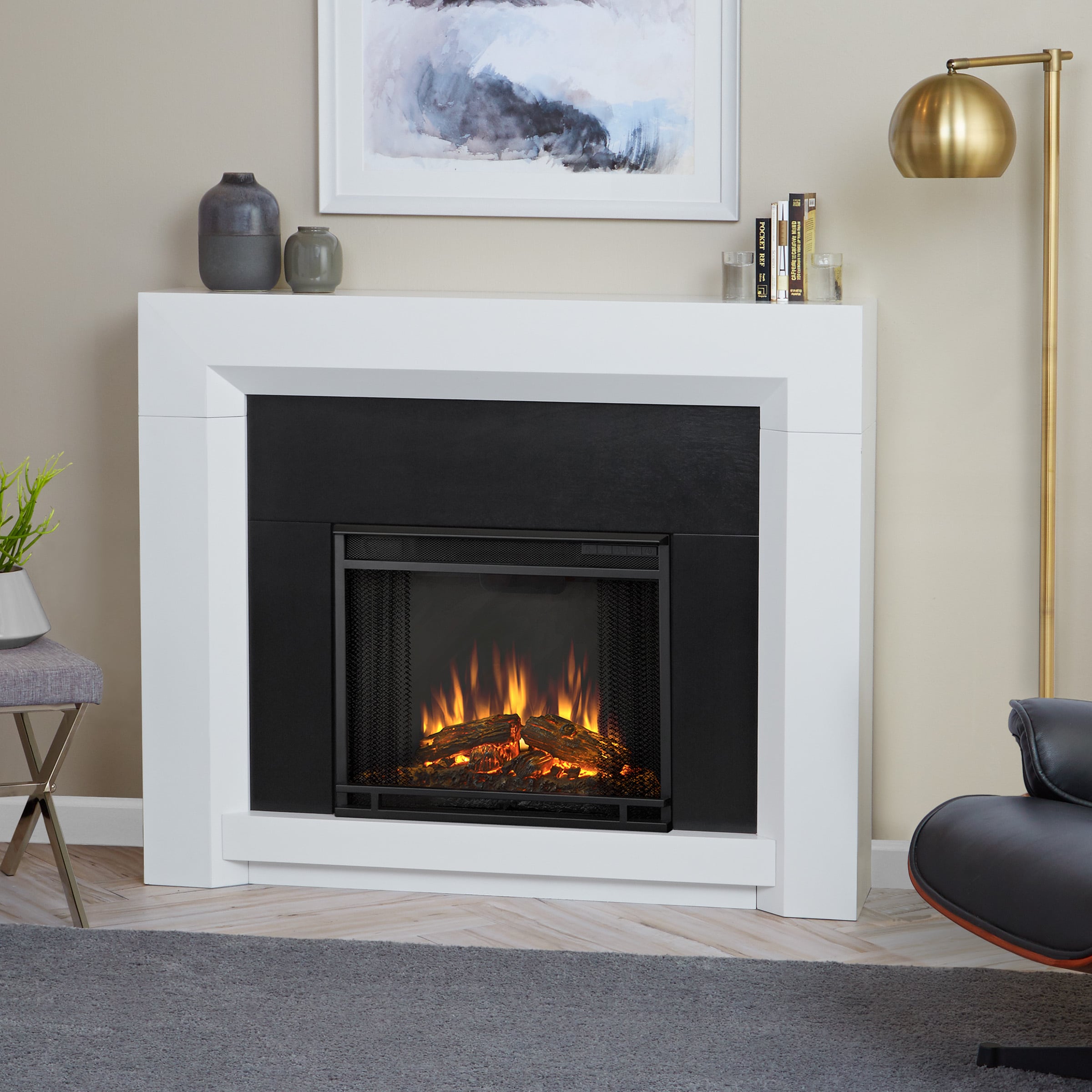 Shop Real Flame Colton White Finish Electric Fireplace Overstock